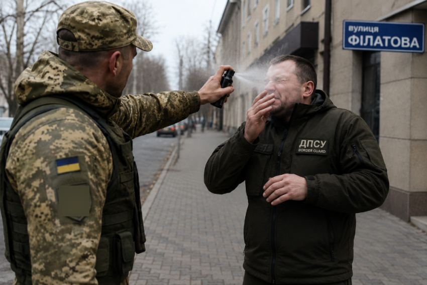 В Одессе ТЦКшник распылил перцовый газ в лицо пограничнику